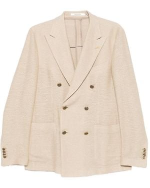 Tagliatore Double-Breasted Peak-Lapels Blazer - Natural
