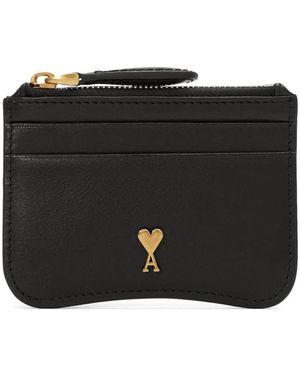 Ami Paris Paris Paris Zipped Cowhide-Leather Card Holder - Black
