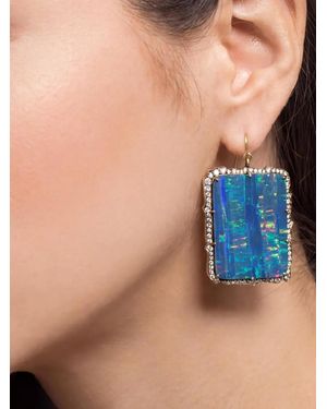 Sylva & Cie Orecchini Pendenti Con Opale E Diamanti - Blu
