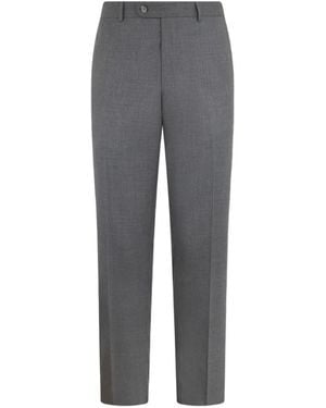 Brooks Brothers Travel Flat-Front Twill Trousers - Grey