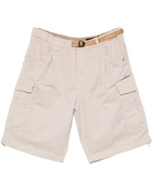 White Sand Belted Cargo Shorts - White