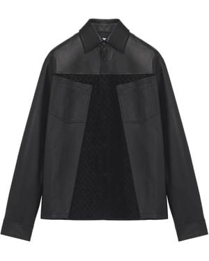 McQueen Panelled Leather Overshirt - Black