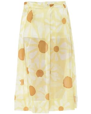 Marni Falda Plisada Con Estampado Daisy - Amarillo
