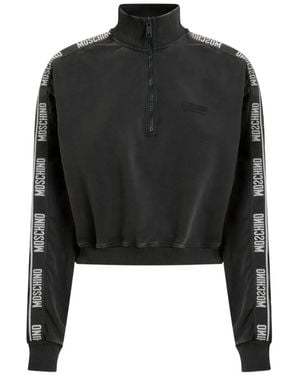 Moschino Sudadera Con Franja Del Logo - Negro
