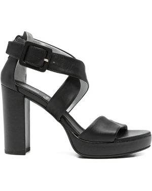 Nero Giardini Buckle-Fastening Crossover-Strap Sandals - Black