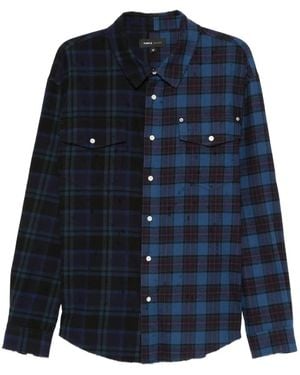 Purple Brand Colour-Block Plaid Shirt - Blue
