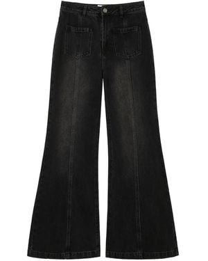 B+ AB Vaqueros Acampanados Con Diseño De Paneles - Negro