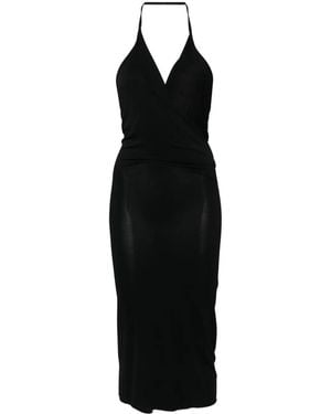 Rick Owens Rose Cowl-Effect Midi Dress - Black