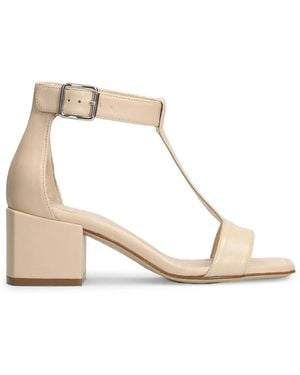 Anna F. T-Bar Block-Heel Sandals - Natural