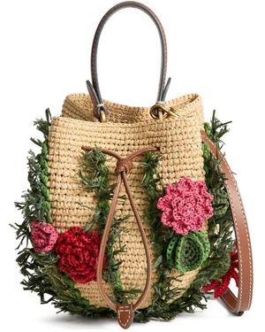 Anya Hindmarch Raffia Floral Bucket Bag - Multicolour