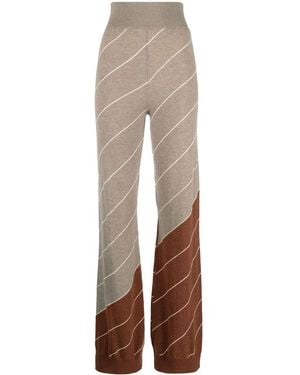 Stella McCartney Diagonal-Stripe Wool Flared Pants - Natural