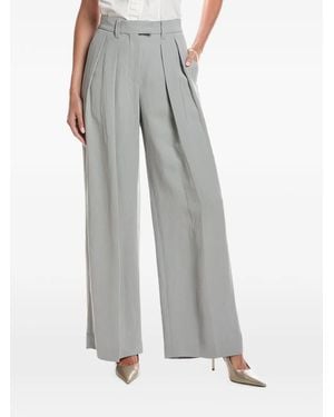 Brunello Cucinelli Pleated Wide-Leg Trousers - Grey