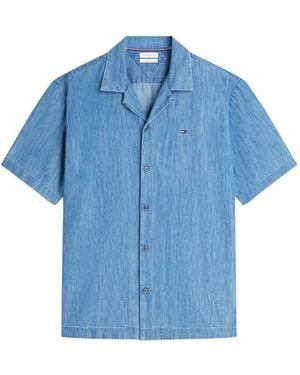 Tommy Hilfiger Short-Sleeve Camp-Collar Shirt - Blue