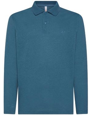 Sun 68 Long-Sleeve Polo Shirt - Blue