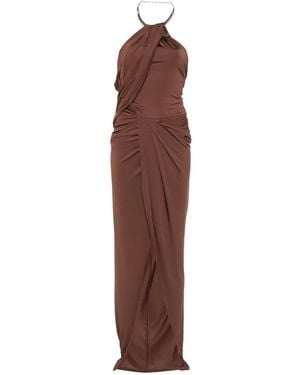 Amen Twisted Halter-Neck Maxi Dress - Brown