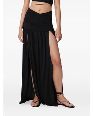 Amazuìn Gathered Side-Slit Skirt - Black