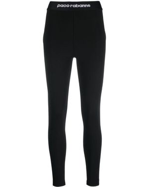 Rabanne Logo-Waistband High-Waisted Leggings - Black