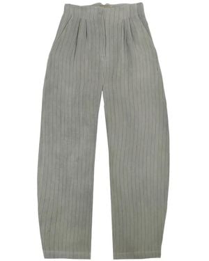 Cortana Lupe Striped Linen Pants - Gray