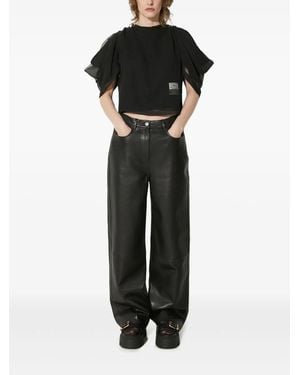 Undercover Puff-Sleeve Sheer-Panel Top - Black