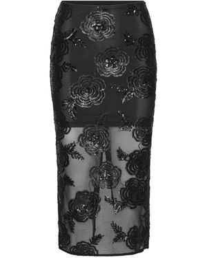 ROTATE BIRGER CHRISTENSEN Sequins Midi Skirt - Black