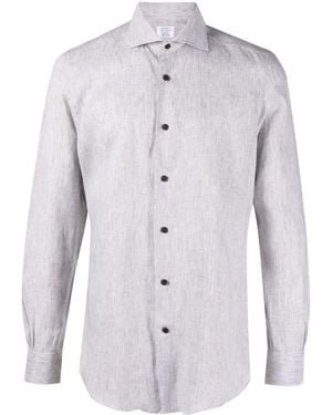Mazzarelli Striped Long-Sleeve Shirt - Blue