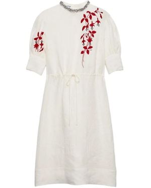 Prada Mini-Robe En Tissu Décontracté Brodé - White
