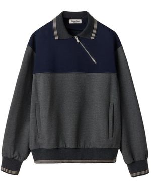 Miu Miu Sweatshirtjacke mit Polokragen - Blau