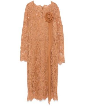 Ermanno Scervino Floral-Lace Midi Dress - Orange