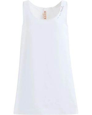 Marni Logo-Embroidered Cotton Minidress - White