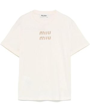 Miu Miu T-Shirt En Coton - Blanc