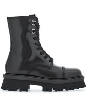 Ferragamo Chunky Lace-Up Combat Boots - Black