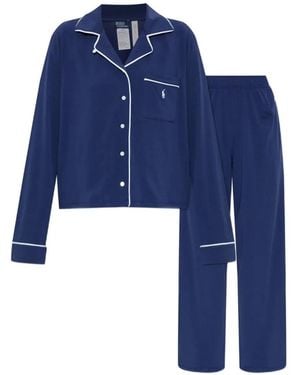 Polo Ralph Lauren Logo-Embroidered Contrast-Trim Pyjama - Blue