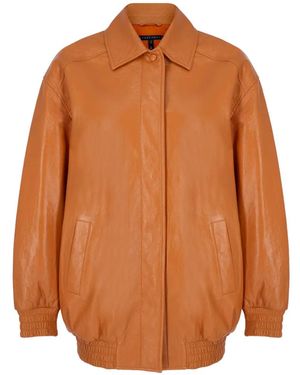 Zeynep Arcay Oversized Leather Coat - Orange