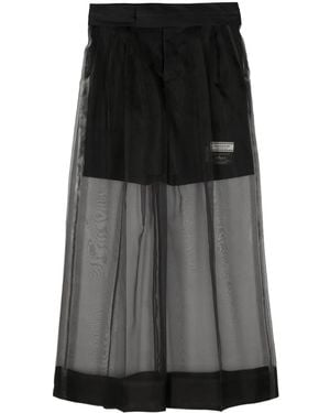 Undercover Silk-Overlay Wide-Leg Pants - Black