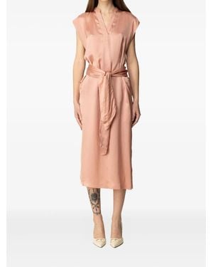 Twinset Vestido midi con cinturón - Blanco