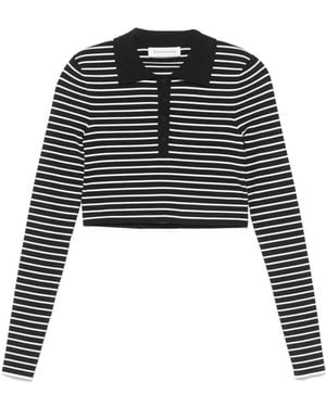 Frankie Shop Giselle Cropped Polo Top - Black