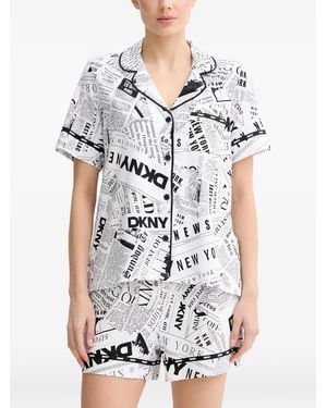 DKNY Newspaper-Print Pyjamas - White