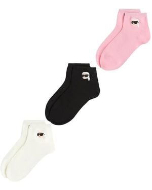 KARL LAGERFELD K/Ikon Embroidered Socks Set (Set Of Three) - Pink