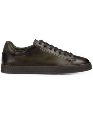 Doucal's Lace-Up Leather Sneakers - Black