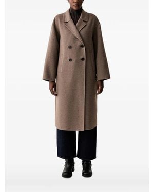 Marc O' Polo Double-Breasted Notched-Lapels Coat - Brown