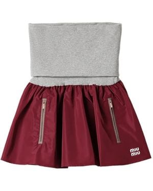Miu Miu Elastic-Waist Mini Skirt - Red
