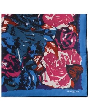 Givenchy Floral-Print Silk Scarf - Blue