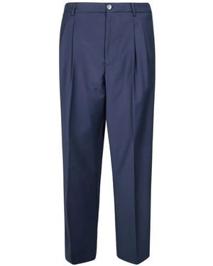 Amaranto Pleated Straight-Leg Pants - Blue
