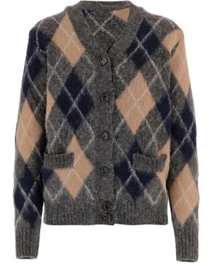 Aspesi Geometric-brushed wool cardigan - Negro