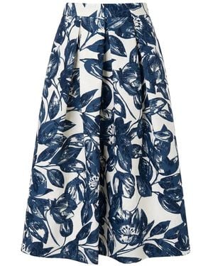 Lunatica Milano T Leaves Jacquard-Knit Midi Skirt - Blue