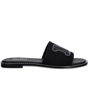 Max Mara Logo-Appliqué Sandals - Black