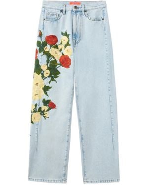 La DoubleJ The Barrel Embroidered-Floral Jeans - Blue