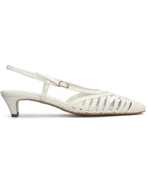 BIANCADI Caged-Design Slingback Court Shoes - White