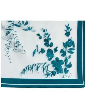 Erdem Voile-Pareo Mit Botanischem Print - Blau