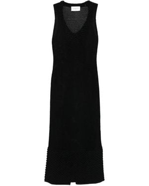 Brandon Maxwell Lou Lou Knit Pearl Trim Dress - Black